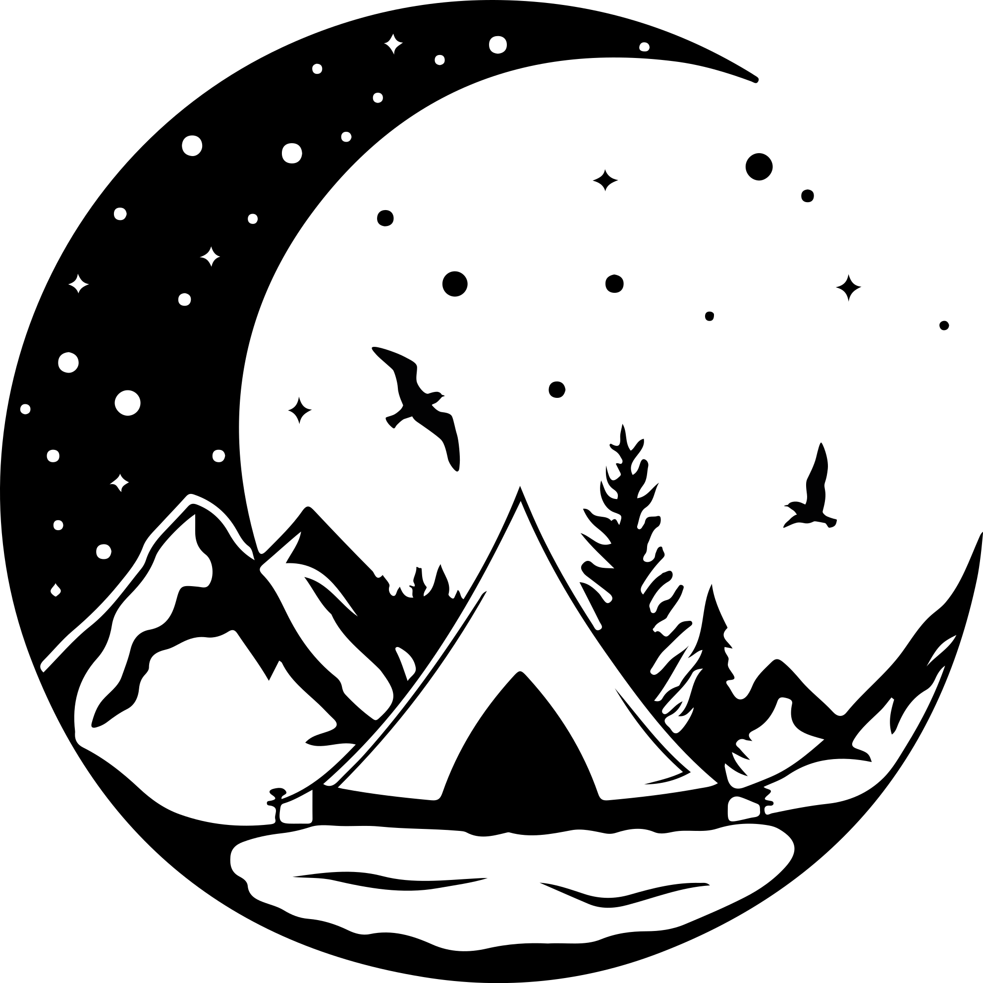 Alfombra vinílica naturaleza montañas y noche lunar - TenVinilo