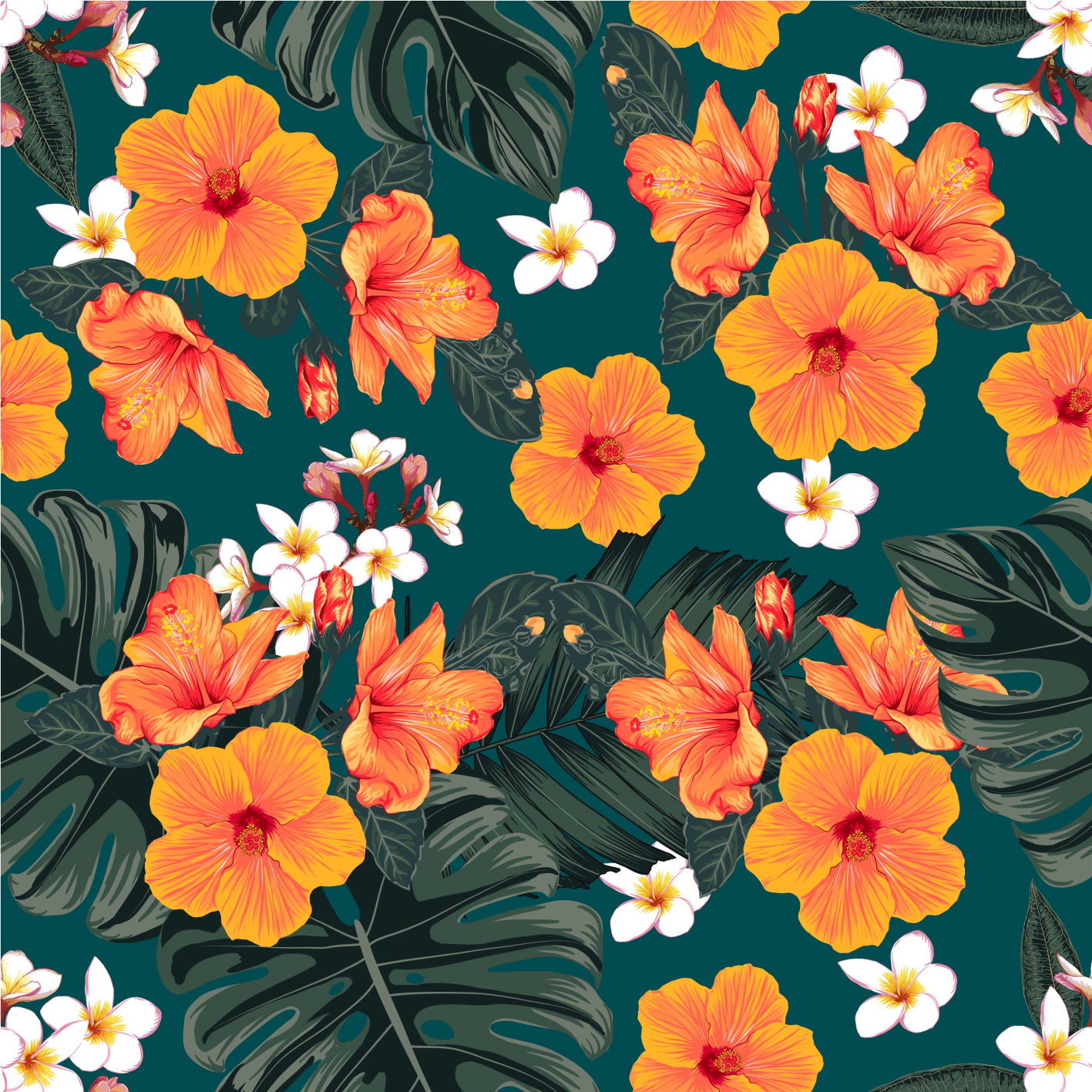 Alfombra vinílica naturaleza composición exótica floral - TenVinilo