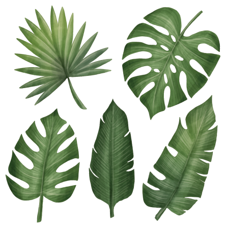 Alfombra vinílica flores hojas verdes grandes - TenVinilo