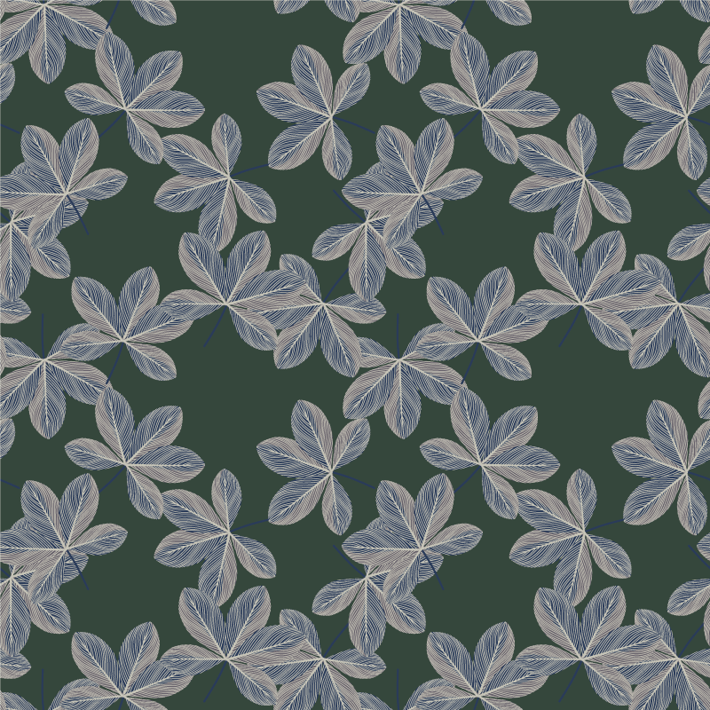 Alfombra vinílica flores diseño de hojas oscuras - TenVinilo