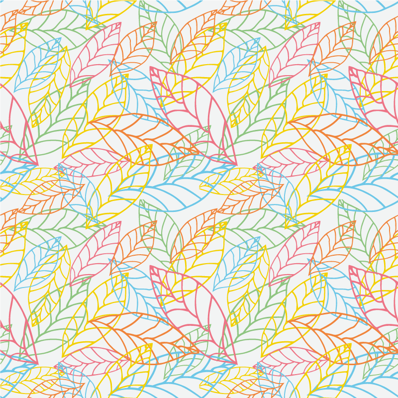 Alfombra vinílica flores diseño de hojas neón coloridas - TenVinilo