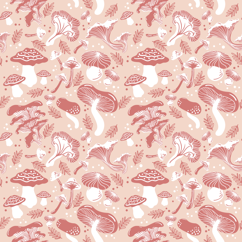 Alfombra vinílica flores setas del bosque sobre fondo beige - TenVinilo