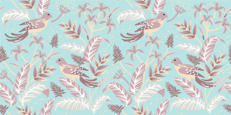 Alfombra vinílica flores patrón de flores azul y rosa - TenVinilo