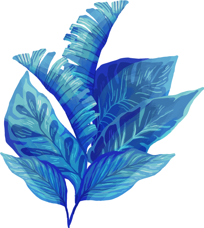 Alfombra vinílica flores arreglo de hojas azules - TenVinilo