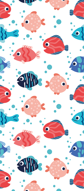 Alfombra vinílica dormitorio peces rosa y azul - TenVinilo