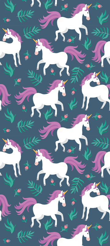 Alfombra vinílica dormitorio patrón plano de unicornio azul - TenVinilo