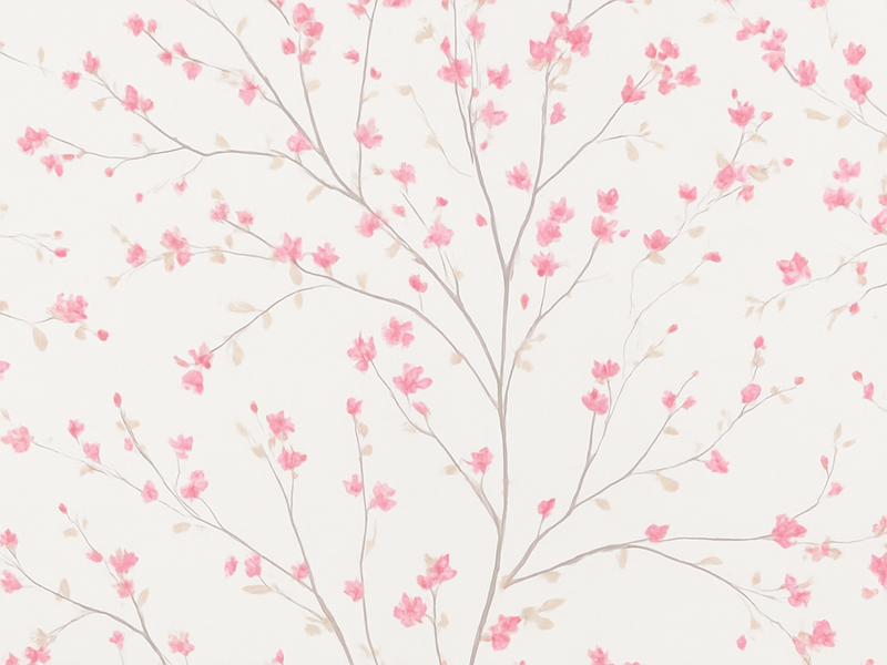 Alfombra vinílica dormitorio Árbol con pequeñas flores rosas - TenVinilo
