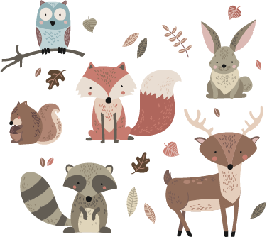 Alfombra vinílica infantil animales de otoño - TenVinilo