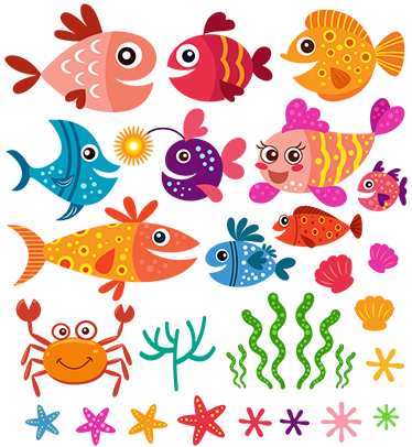 Alfombra vinílica infantil peces bebés coloridos - TenVinilo