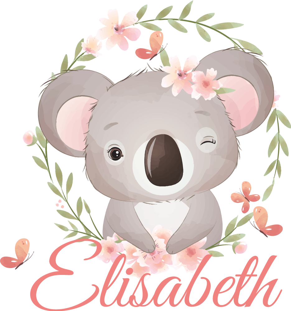 Alfombra vinílica infantil koala con nombre - TenVinilo