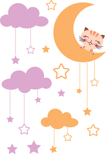 Alfombra vinílica infantil sticker luna gato - TenVinilo