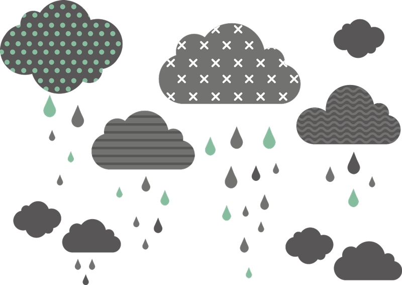 Alfombra vinílica infantil nubes grises de lluvia - TenVinilo