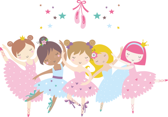 Alfombra vinílica infantil ilustración colorida de ballet - TenVinilo