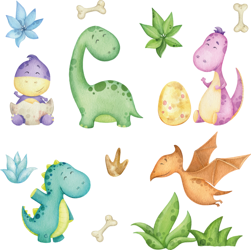 Alfombra vinílica dormitorio dinosaurio nórdico dibujado - TenVinilo