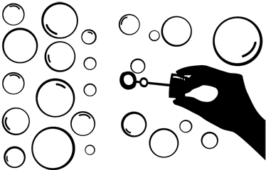 Alfombra vinílica juegos silueta mano burbujas - TenVinilo