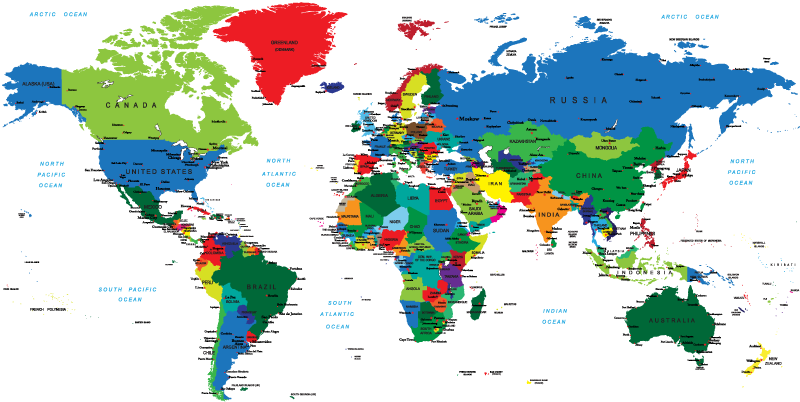 Alfombra vinílica mapamundi vinilo mapa del mundo a color - TenVinilo