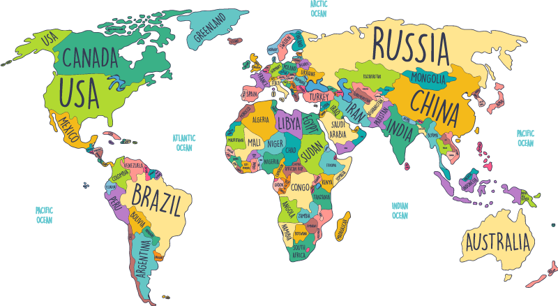 Alfombra vinílica mapamundi mapa político mundial - TenVinilo