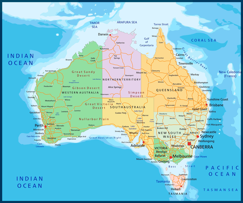Alfombra vinílica mapamundi mapa político australia - TenVinilo