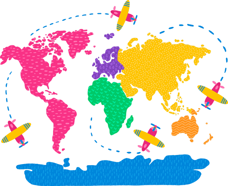Alfombra vinílica mapamundi mapa de viajes - TenVinilo