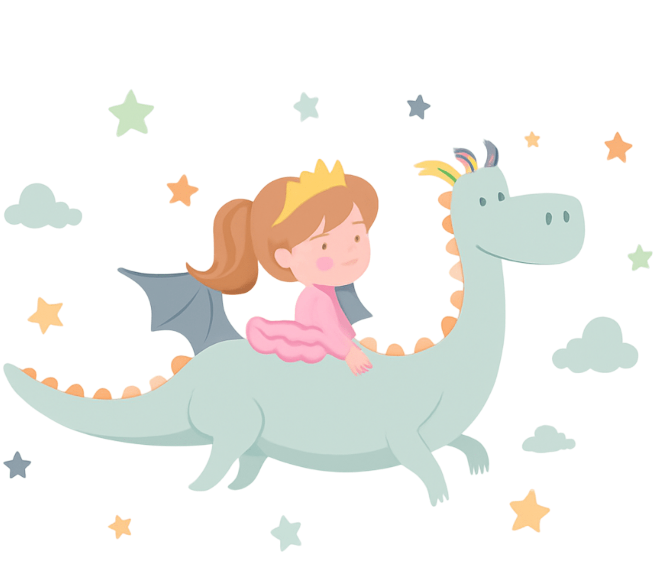 Alfombra vinílica infantil princesa sobre un dragón - TenVinilo
