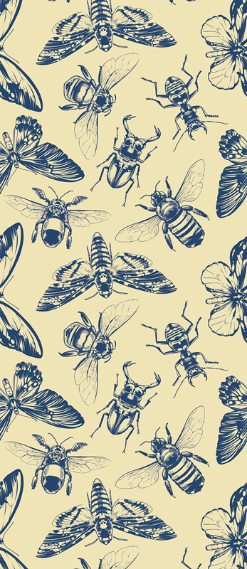 Alfombra vinílica baño diseño de abejas y mariposas - TenVinilo