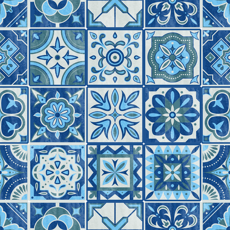 Alfombra vinílica cocina calcomanía azulejos talavera - TenVinilo
