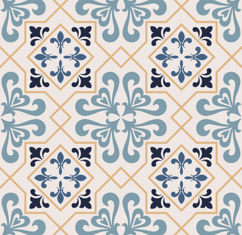 Alfombra vinílica cocina patrón de azulejos amarillos - TenVinilo