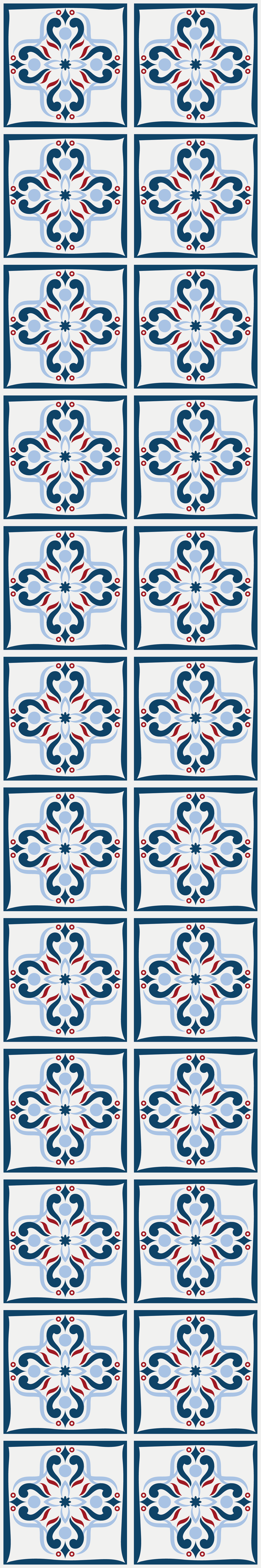 Alfombra vinílica cocina azulejo portugués azul y rojo - TenVinilo