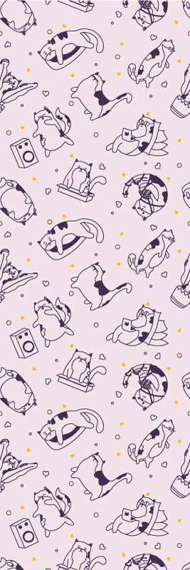 Alfombra vinílica dormitorio patrón de banda de gatos - TenVinilo