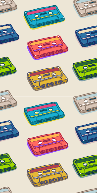 Alfombra vinílica dormitorio diseño de cintas retro - TenVinilo