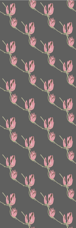 Alfombra vinílica dormitorio flores de magnolia gris - TenVinilo