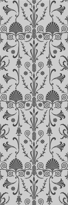 Alfombra vinílica dormitorio patrón floral gris provincial - TenVinilo