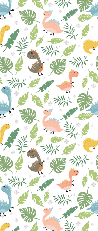 Alfombra vinílica dormitorio pastel color bosque dinosaurios - TenVinilo