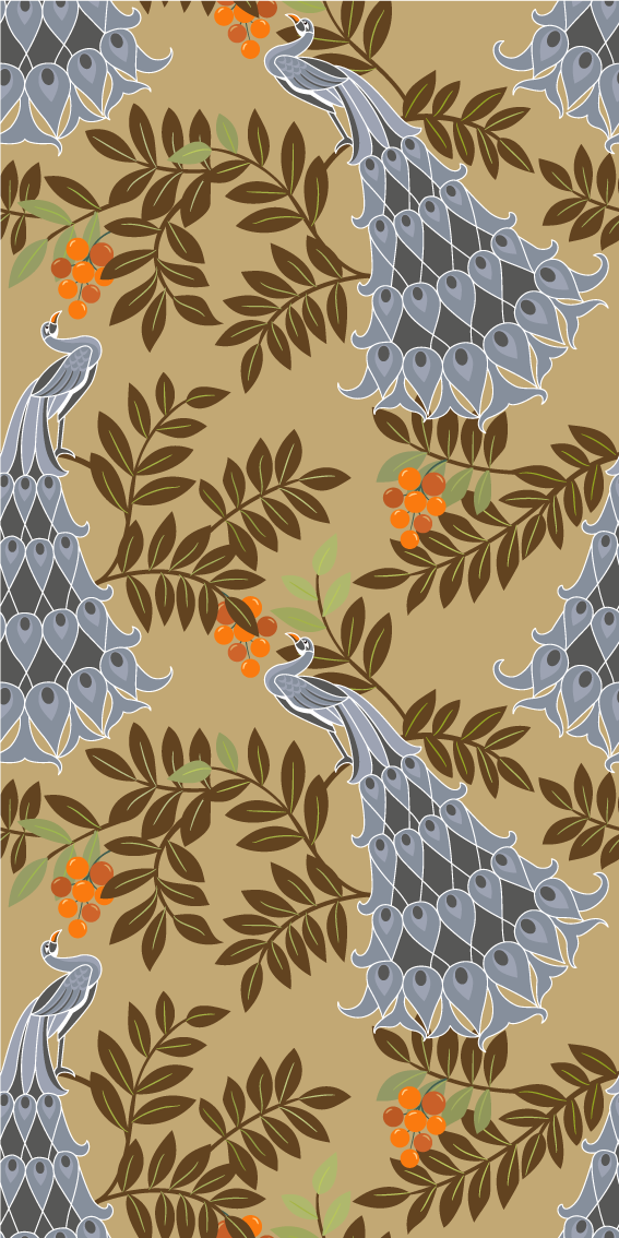 Alfombra vinílica dormitorio diseño pavo real gris africano - TenVinilo