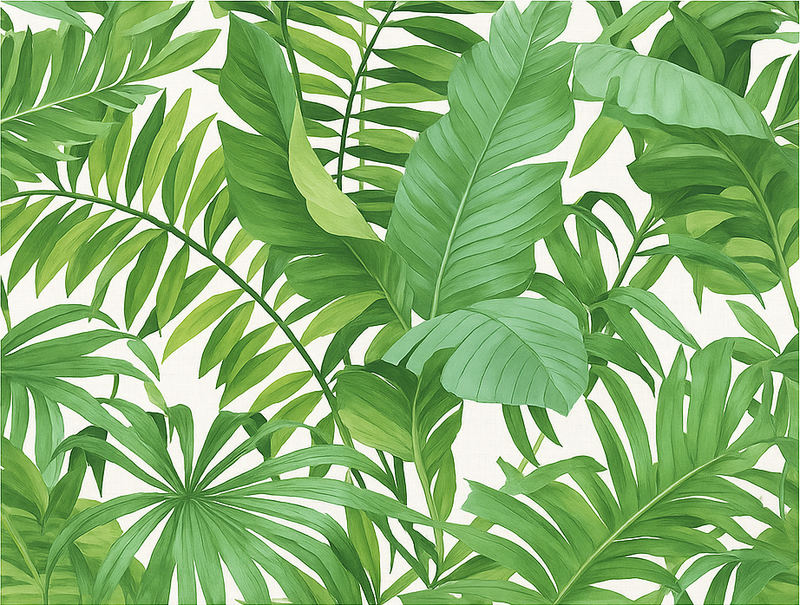 Alfombra vinílica dormitorio hojas tropicales - TenVinilo