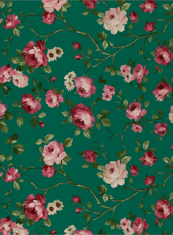 Alfombra vinílica dormitorio diseño de flores pintadas - TenVinilo