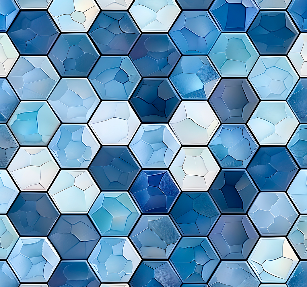 Alfombra vinílica oficina efecto azulejos azules - TenVinilo