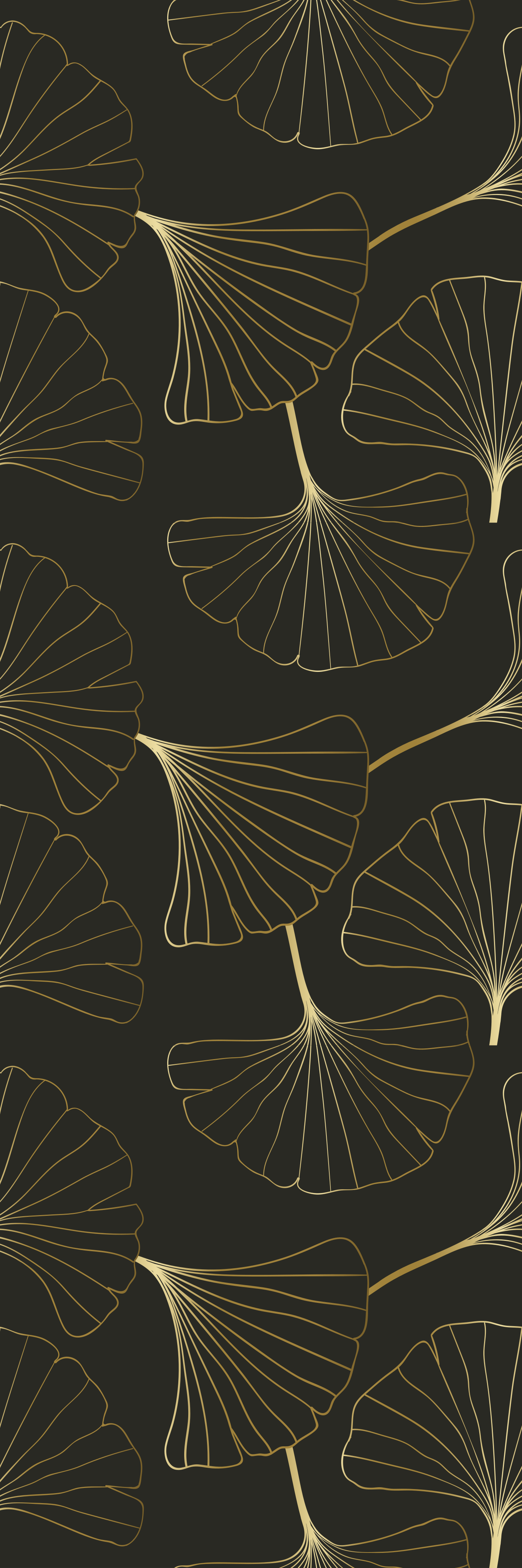 Alfombra vinílica oficina hojas de ginkgo charcoal gold - TenVinilo