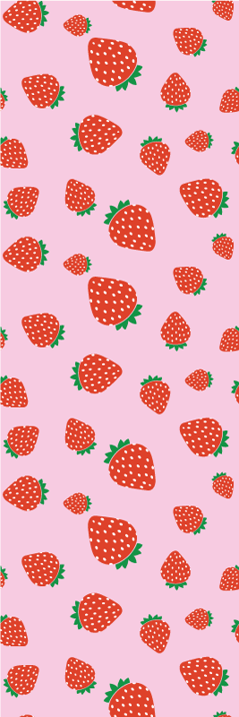 Alfombra vinílica dormitorio con diseño de fresas rosas - TenVinilo