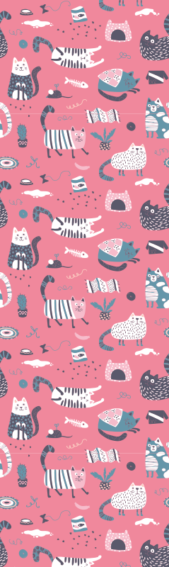 Alfombra vinílica dormitorio gatos nórdicos - TenVinilo