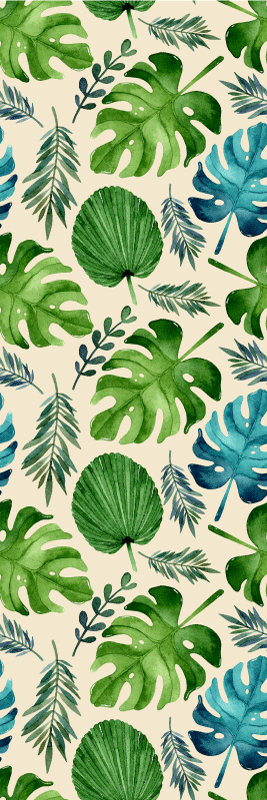 Alfombra vinílica dormitorio diseño hojas verdes tropicales - TenVinilo
