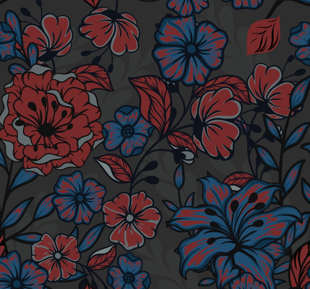Alfombra vinílica naturaleza rosas y hojas oscuras - TenVinilo