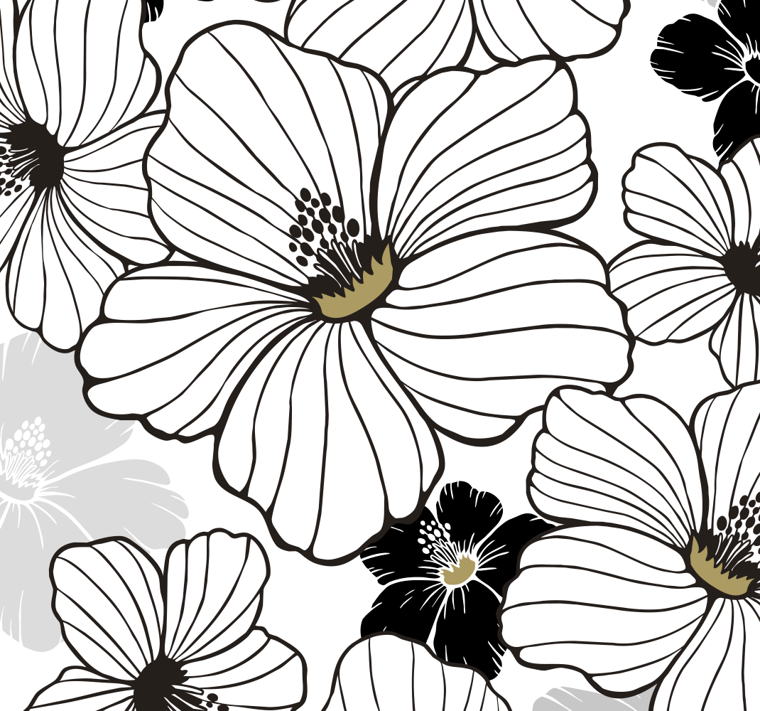 Alfombra vinílica naturaleza patrón flor de hibisco blanco - TenVinilo