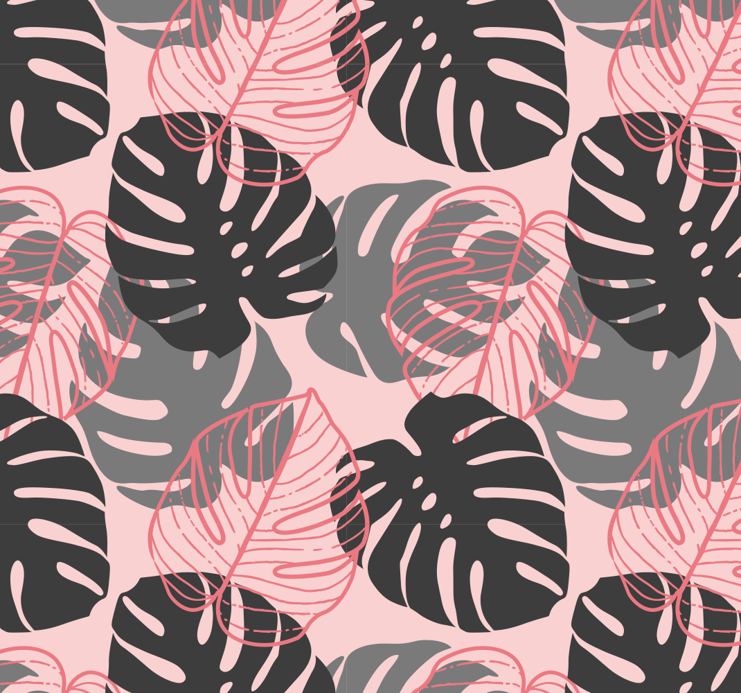Alfombra vinílica naturaleza monstruosa rosa y gris - TenVinilo