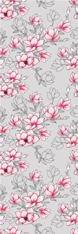 Alfombra vinílica naturaleza flores de magnolia plata - TenVinilo