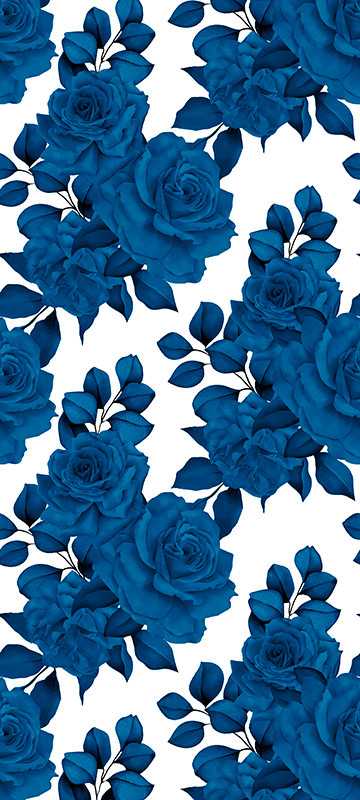 Alfombra vinílica naturaleza flores azules nostalgia - TenVinilo