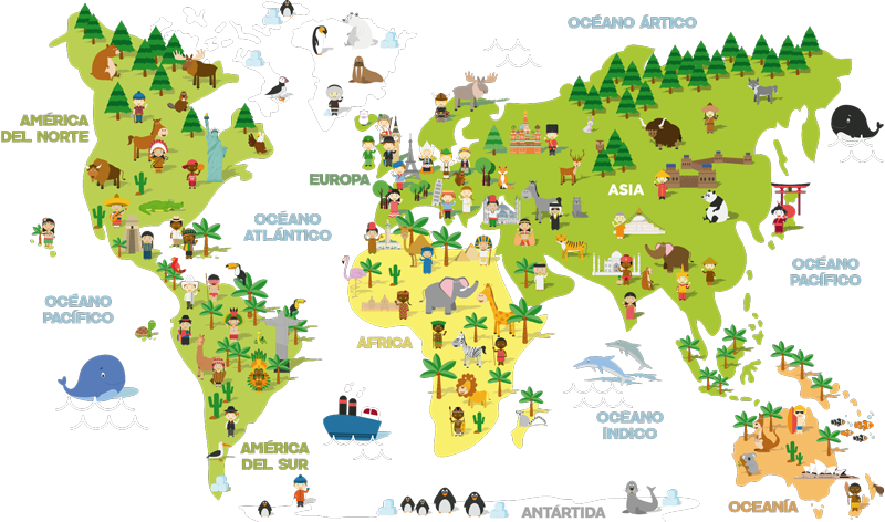 Alfombra vinílica mapamundi infantil de países - TenVinilo
