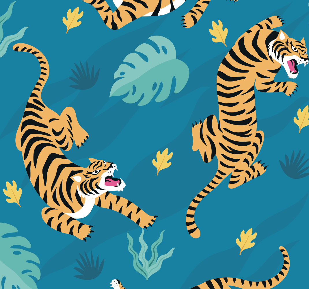 Alfombra vinílica animales fondo de tigres - TenVinilo