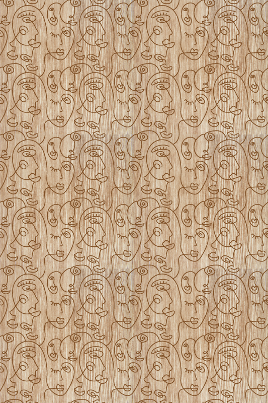 Alfombra vinílica imitación mujeres dibujadas en beige - TenVinilo