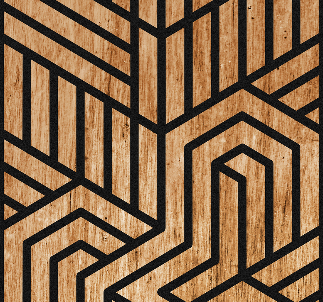 Alfombra vinílica imitación geometría madera - TenVinilo
